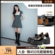 MIO【張婧怡同款】米奧春季超高跟單鞋蝴蝶搭扣淺口瑪麗珍鞋女 黑色 36