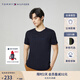 TOMMY HILFIGER【重工刺繡】夏男女平紋針織純棉潮流簽字體刺繡短袖上衣T恤02365 藏青色DW5 M (推薦：135-150斤)