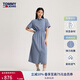 TOMMY JEANS【棉麻混紡】夏季女裝休閑收腰顯瘦長裙襯衫裙連衣裙18556 牛仔藍(lán)1A5 XS （推薦：80-95斤）