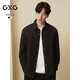 GXG男裝微肌理長(cháng)袖襯衫休閑簡(jiǎn)約外套男士通勤 黑色 175/L