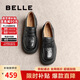 百麗歡樂(lè )奏樂(lè )福鞋2025新款春商場(chǎng)真皮百搭休閑鞋D2P1DAA5 黑色 37