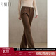 菲妮迪（FINITY）品牌休閑褲冬季簡(jiǎn)約風(fēng)高腰直筒寬松通勤卡其色長(cháng)褲 焦糖色 2XL