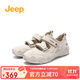 Jeep復古運動(dòng)瑪麗珍鞋女單鞋新款魔術(shù)貼淺口百搭透氣休閑鞋 淺灰色 37