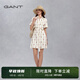 GANT/甘特女士翻領(lǐng)中長裙簡約復(fù)古襯衫裙字母印花收腰系帶連衣裙 248卡其色 L (38)