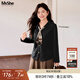MsShe【可拆絲巾翻領(lǐng)針織小衫】大碼女裝2025秋胖mm短款長(zhǎng)袖上衣 小衫-黑色25年10月10日到貨 2XL