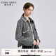 秋水伊人氣質(zhì)翻領(lǐng)小香風(fēng)外套春秋新款女設(shè)計(jì)感休閑夾克上衣 黑色 M