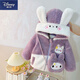 迪士尼（Disney）女童冬季外套加絨加厚新款嬰兒童寶寶時(shí)髦保暖毛毛衣棉服襖可愛(ài)潮 兔子花花外套+挎包【加絨加厚】紫色 80 【建議身高65-75cm】