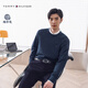 TOMMY HILFIGER【純羊毛】秋冬男裝簡(jiǎn)約合身圓領(lǐng)打底羊毛衫針織毛衣 深藏青DV6 M （推薦：135-150斤）
