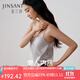 金三塔真絲吊帶桑蠶絲barin打底衫女帶胸墊舒適內搭吊帶背心 月光灰 M