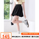 百圖betu女裝2025夏季新款半身裙百搭云朵裙氣質A字短裙裙子女2505T80 黑色 L