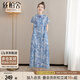 絲柏舍國風(fēng)連衣裙2025夏裝新款女裝寬松腰垂感復(fù)古短袖印花裙