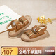 Hello Kitty童鞋女童涼鞋夏季簡(jiǎn)約風(fēng)露趾復(fù)古鞋女孩時(shí)尚勃肯涼鞋6908棕色37