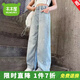 木木屋兒童牛仔褲女童褲子春秋款2025新款夏季中大童洋氣直筒高腰闊腿褲 淺藍色 140 建議9~10歲【130-140cm】cm