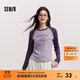 森馬（Semir）長(cháng)袖T恤女拼色插肩袖小狗套頭衫鹽系潮冬季修身抓毛衣服顯瘦 紫色調00377 M