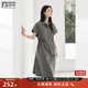 對白輕工裝休閑通勤襯衫連衣裙女2025夏季新款小飛袖抽褶純棉裙子 中灰色 S