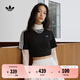 adidas新中式純棉運(yùn)動(dòng)上衣圓領(lǐng)短袖T恤女夏季阿迪達(dá)斯三葉草 黑色   S