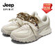 JEEP SPIRIT月牙防滑增高德訓(xùn)鞋女運(yùn)動(dòng)百搭板鞋網(wǎng)面復(fù)古休雙系帶
