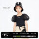 little MO&Co.童裝兒童上衣女童公主網(wǎng)紗泡泡袖短款t恤中大童小女孩 黑色 110 110/56
