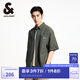 杰克·瓊斯（JACK&JONES）XJ肌理感泡泡紗字母刺繡潮流百搭短袖上衣寬松襯衫男裝2252O2008 E04軍綠色 L