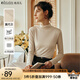 Olrain歐芮兒半高領(lǐng)莫代爾長(zhǎng)袖T恤女春裝新款修身絲滑打底衫內(nèi)搭女 奶茶色 XL