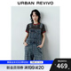UR2025秋季新款女裝潮流做舊水洗貓須牛仔背帶褲UYV850122 藍(lán)色 25
