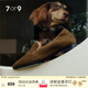7or9咖啡可頌 豆豆鞋女2024新方頭樂福皮鞋老錢風(fēng)平底一腳蹬鞋小床墊 咖啡可頌1.8cm-配飾需要另外購買 39