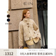 EIN言美拉德學(xué)院風牛角扣翻折立領(lǐng)綿羊毛絨仿皮草外套女春秋新款 咖色 L