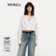 MO&Co.【C+系列】襯衫2025春新品假兩件拼接蕾絲背心截短款MBE1SHTT05 本白色 XS /155
