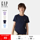 Gap男女童2025春季新款純棉小熊刺繡短袖T恤百搭兒童裝上衣756113 海軍藍 130 cm(8-9歲) 亞洲尺碼