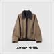 TAGD中國 美式復古假倆件牛仔拼接工裝夾克秋季新款休閑寬松外套男女 卡其色 M (建議身高165-175)