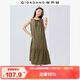 佐丹奴裙子女度假風(fēng)綁帶圓領(lǐng)荷葉邊下擺背心連衣裙女05465083