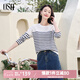 歐莎（OSA）知性通勤條紋長(zhǎng)袖T恤女2025秋新款法式寬松顯瘦內(nèi)搭打底衫上衣 藍(lán)白條紋 L