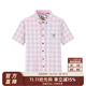 比華利保羅Beverly Hills Polo2025夏季新款男士休閑格子短袖襯衫 紅色 * L