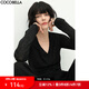 COCOBELLA前后兩穿領(lǐng)型滿天星亮片針織衫女秋時尚V領(lǐng)打底衫TS642 黑色 M