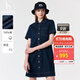 哈吉斯（HAZZYS）女裝 夏季女士【PHIZ系列】時(shí)尚寬松牛仔連衣裙女 深藏青色DN L (165/88A 40)