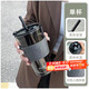 拜杰玻璃水杯竹節杯帶吸管水杯帶蓋咖啡杯禮物玻璃飲料杯杯子450ML