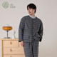 宜色家冬季男女士家居服 夾棉保暖睡衣內衣情侶款可外穿棉服家居服套裝 美拉德棉服圓領(lǐng)-墨灰格 男款 M