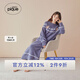 gelatopique秋冬新品女睡裙北歐風(fēng)小熊半邊絨連衣裙PWNO245161深藍色均碼