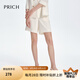 PRICH【醋酸】時尚中高腰不易皺簡約大方短褲直筒五分褲女夏季 64奶油色 XL 170