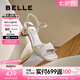 百麗（Belle）氣質(zhì)一字帶涼鞋女2025夏季新款商場同款真皮粗跟涼鞋D6L1DBL5 米白 38 (240mm)