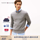 TOMMY HILFIGER【絞花肌理】25秋冬新款男純棉休閑鑲邊袖口圓領(lǐng)打底針織衫 灰色P7D M （推薦：135-150斤）