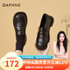 達芙妮（DAPHNE）單鞋女小皮鞋一腳蹬樂(lè )福鞋新款厚底粗跟英倫風(fēng)休閑百搭學(xué)生工作鞋 黑色跟高2.7cm單里 38 (240mm) 標準碼