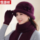 恒源祥帽子女2025秋冬中老年婦女用帽母用呢帽羊毛襯里防寒棉面盆帽子 紫色(單獨帽子) 單件帽子