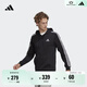 adidas休閑連帽拉鏈夾克外套男裝秋季阿迪達斯官方輕運動(dòng)GK9032   黑色/白   L