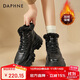 達芙妮加絨棉鞋女2024冬季加厚保暖輕便老爹鞋厚底百搭雪地靴棉靴