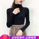 歐貝汐高領毛衣女套頭針織衫春秋冬季韓版百搭修身內搭純色打底衫加厚 黑色 均碼
