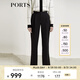 PORTS寶姿女裝新款修身寬腳口休閑褲SL9P002LWF095 黑色 L (8)