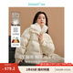 茵曼羽絨服女時尚復(fù)古兔毛領(lǐng)2024冬裝肌理保暖面包外套上衣 米白色 S