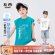 左西男童背心涼感薄款無(wú)袖T恤2025新款兒童夏裝男孩上衣 碧藍色 120