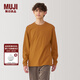 無(wú)印良品（MUJI）男式 水洗粗棉線(xiàn)圓領(lǐng)長(cháng)袖T恤 男士打底衫男款純色套頭衫 ABA93C4A 暗黃色 XL (180/104A)